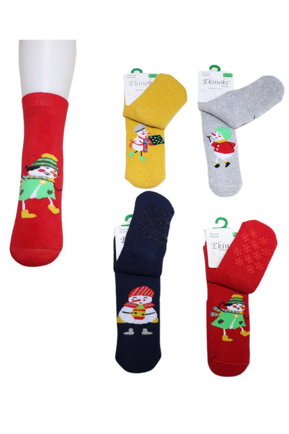 Ekinoks Snowman Desenli Abs Baskı Havlu Çorap