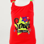 Endeep Kız Çocuk Mayo Büzgü Askılı Smile All Day Yazılı
