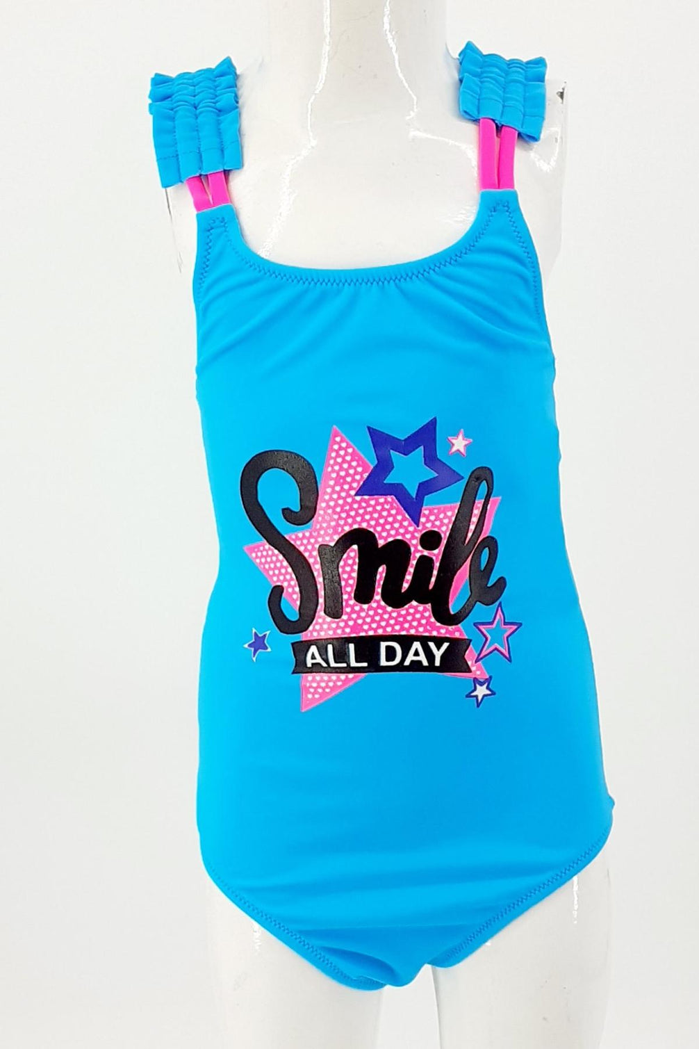 Endeep Kız Çocuk Mayo Büzgü Askılı Smile All Day Yazılı