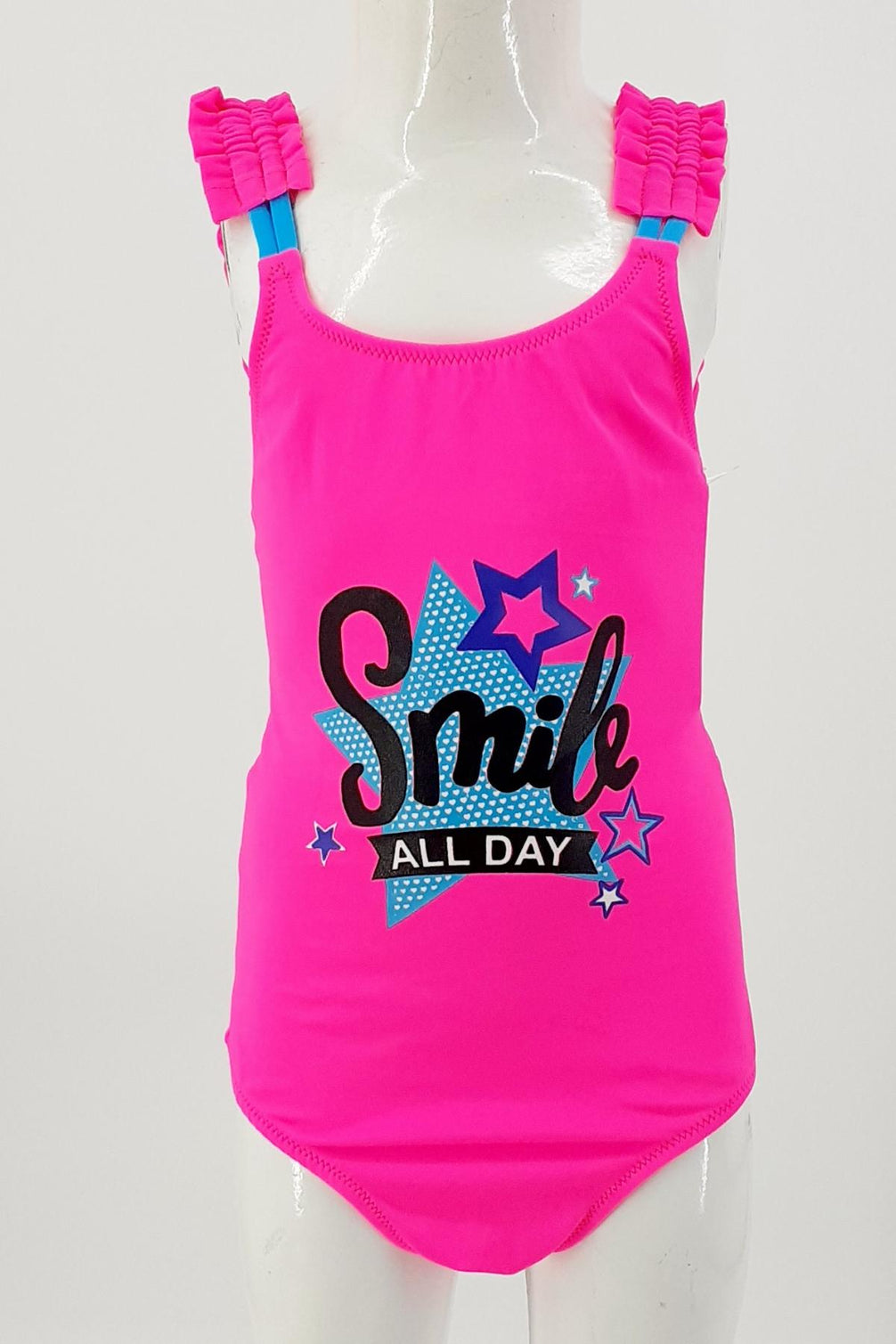 Endeep Kız Çocuk Mayo Büzgü Askılı Smile All Day Yazılı