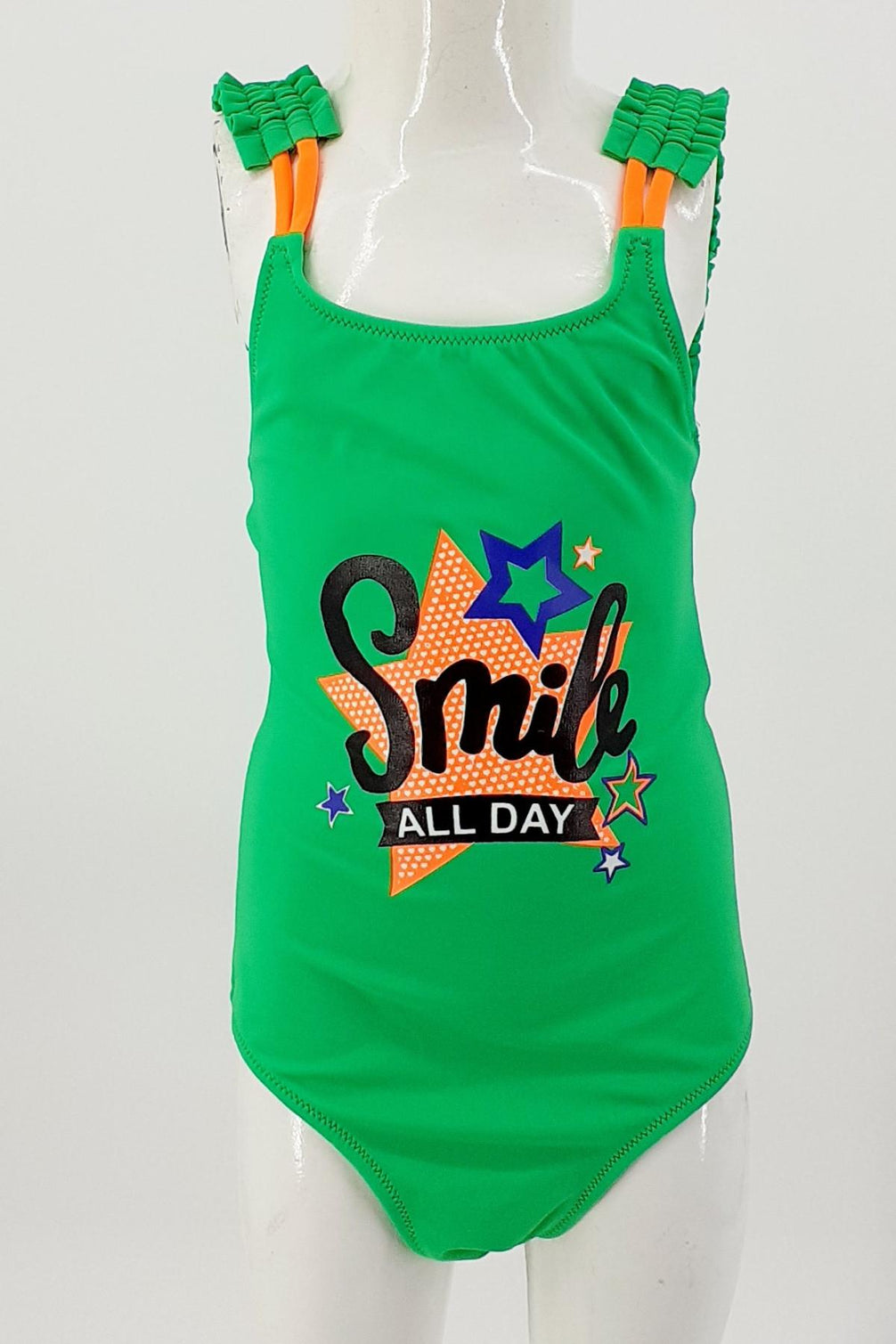 Endeep Kız Çocuk Mayo Büzgü Askılı Smile All Day Yazılı