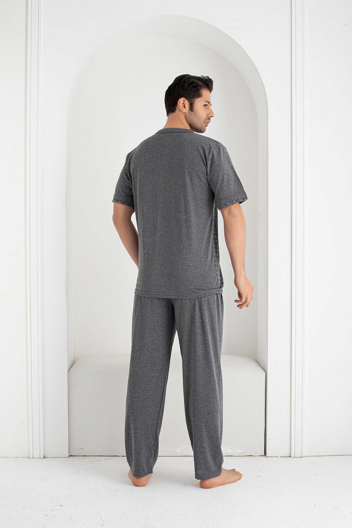 Falkon Erkek Kısa Kollu Boydan Düğmeli Büyük Beden Pijama Takımı Süprem