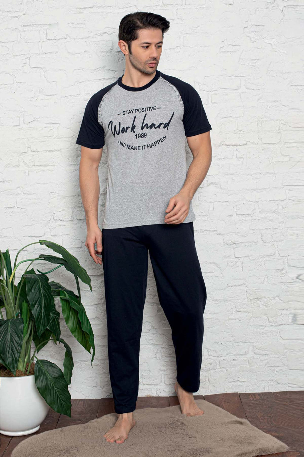Falkon Erkek Kısa Kollu  Büyük Beden Pijama Takım Süprem