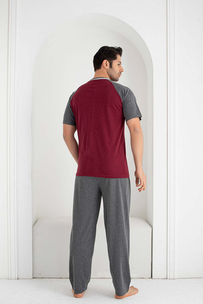 Falkon Erkek Kısa Kollu Strong Yazılı Büyük Beden Pijama Takımı Süprem