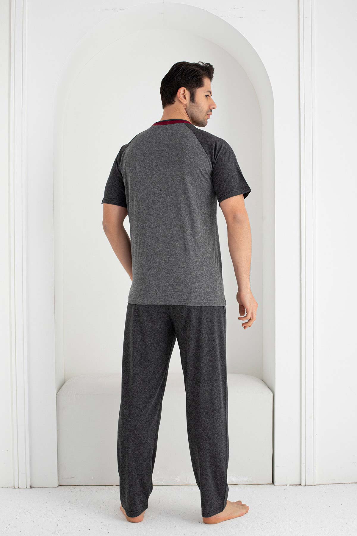 Falkon Erkek Kısa Kollu Strong Yazılı Büyük Beden Pijama Takımı Süprem