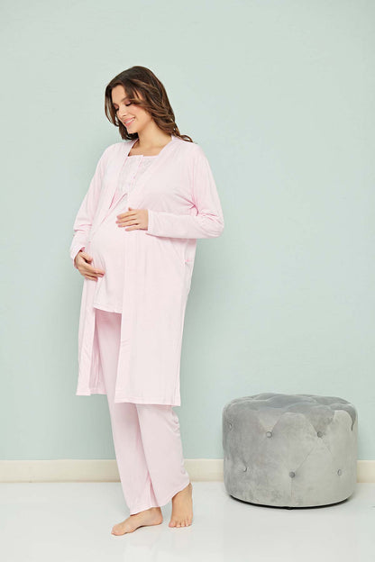 Fapi Lohusa Sabahlıklı Pijama Takımı Dantel Detaylı