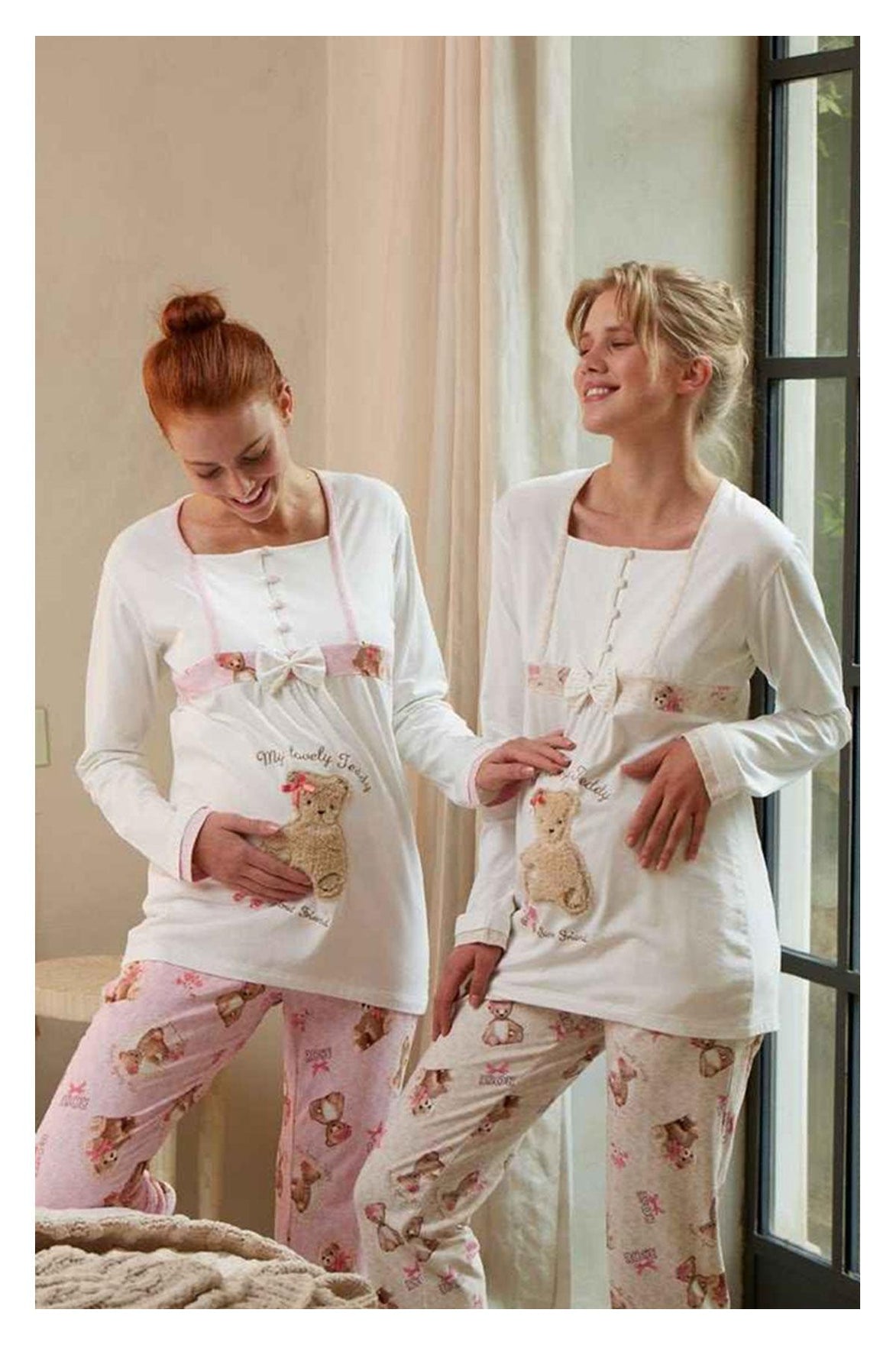 Feyza Kadın Lohusa 2'li Pijama Takımı Uzun Kol