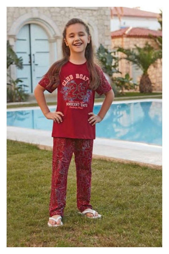 Feyza Kız Çocuk 2 li Pijama Takımı Kısa Kol Süprem Kumaş