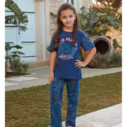 Feyza Kız Çocuk 2 li Pijama Takımı Kısa Kol Süprem Kumaş