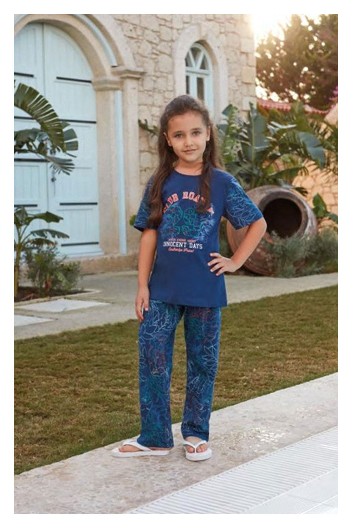Feyza Kız Çocuk 2 li Pijama Takımı Kısa Kol Süprem Kumaş