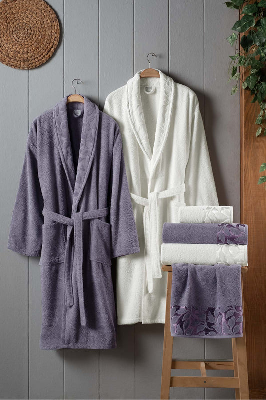 Fiesta Bornoz Seti 6 Parça Elite Kısmı Kadife Jakarlı