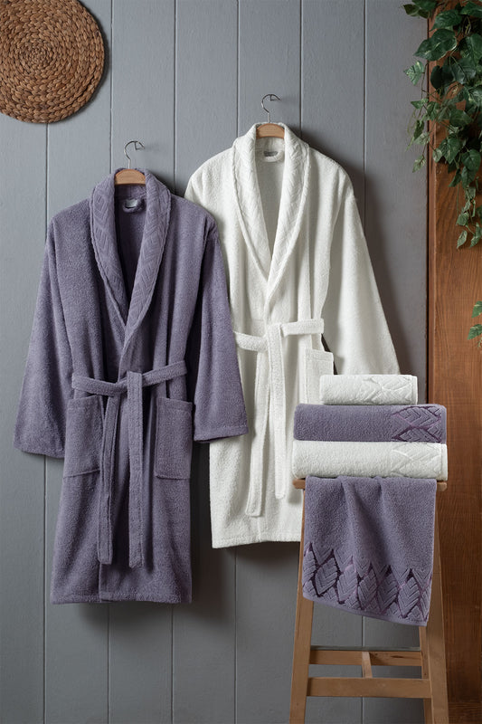 Fiesta Bornoz Seti 6 Parça Elite Kısmı Kadife Jakarlı