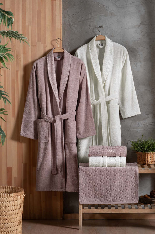 Fiesta Bornoz Seti Fashion Bukle Jakarlı 5 Parça