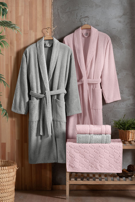 Fiesta Bornoz Seti Fashion Bukle Jakarlı 5 Parça