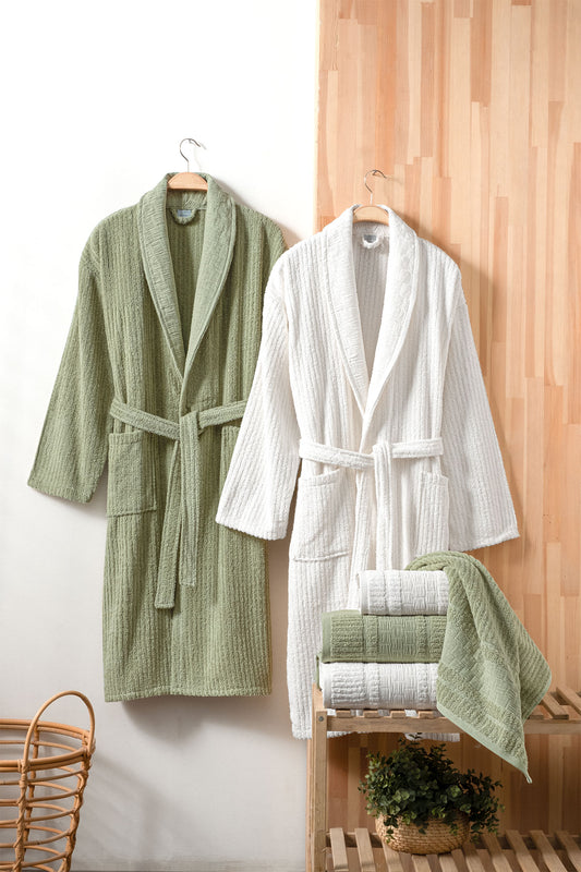 Fiesta Bornoz Seti Luxury Bürümcük Jakarlı 6 Parça