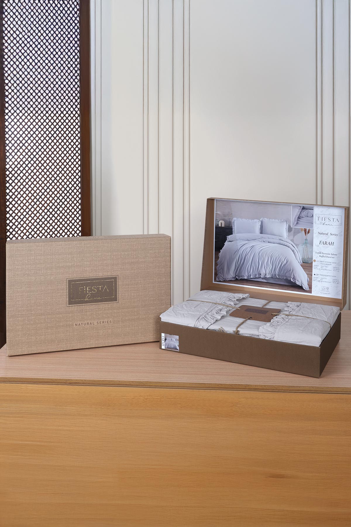 Fiesta Çift Kişilik Nevresim Takımı Farah Natural Fırfırlı Pamuk