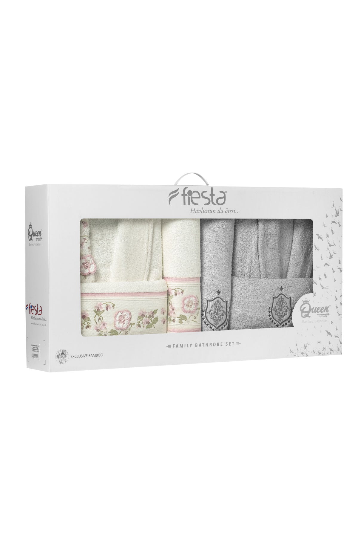 Fiesta Defne Unisex Bambu El İşi Nakışlı 6'lı Bornoz Seti