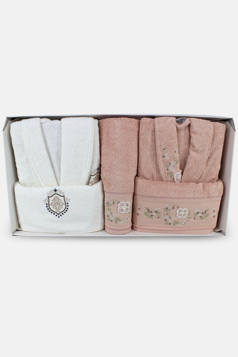 Fiesta Defne Unisex Bambu El İşi Nakışlı 6'lı Bornoz Seti