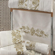 Fiesta El-Yüz Havlusu Cotton Altın Simli Nakışlı 50x90