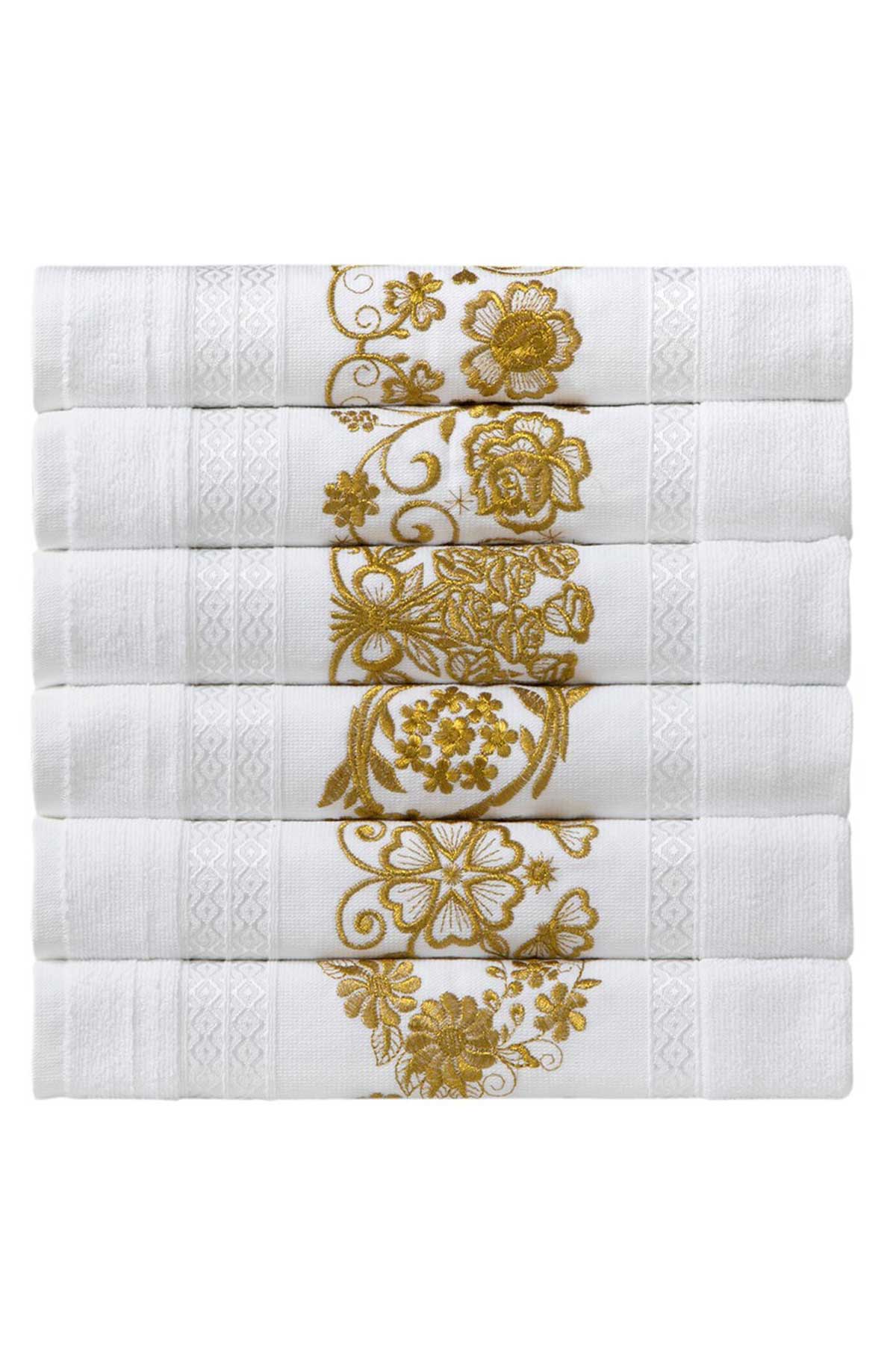 Fiesta El-Yüz Havlusu Cotton Altın Simli Nakışlı 50x90