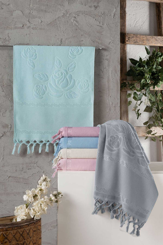 Fiesta El-Yüz Havlusu Soft Kadife Jakarlı Etamin Bağlamalı 50x90