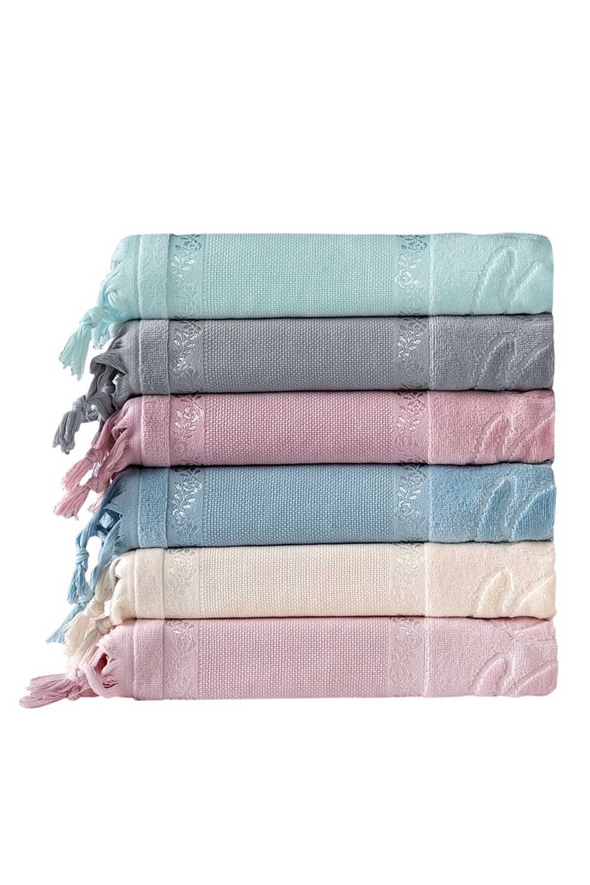 Fiesta El-Yüz Havlusu Soft Kadife Jakarlı Etamin Bağlamalı 50x90