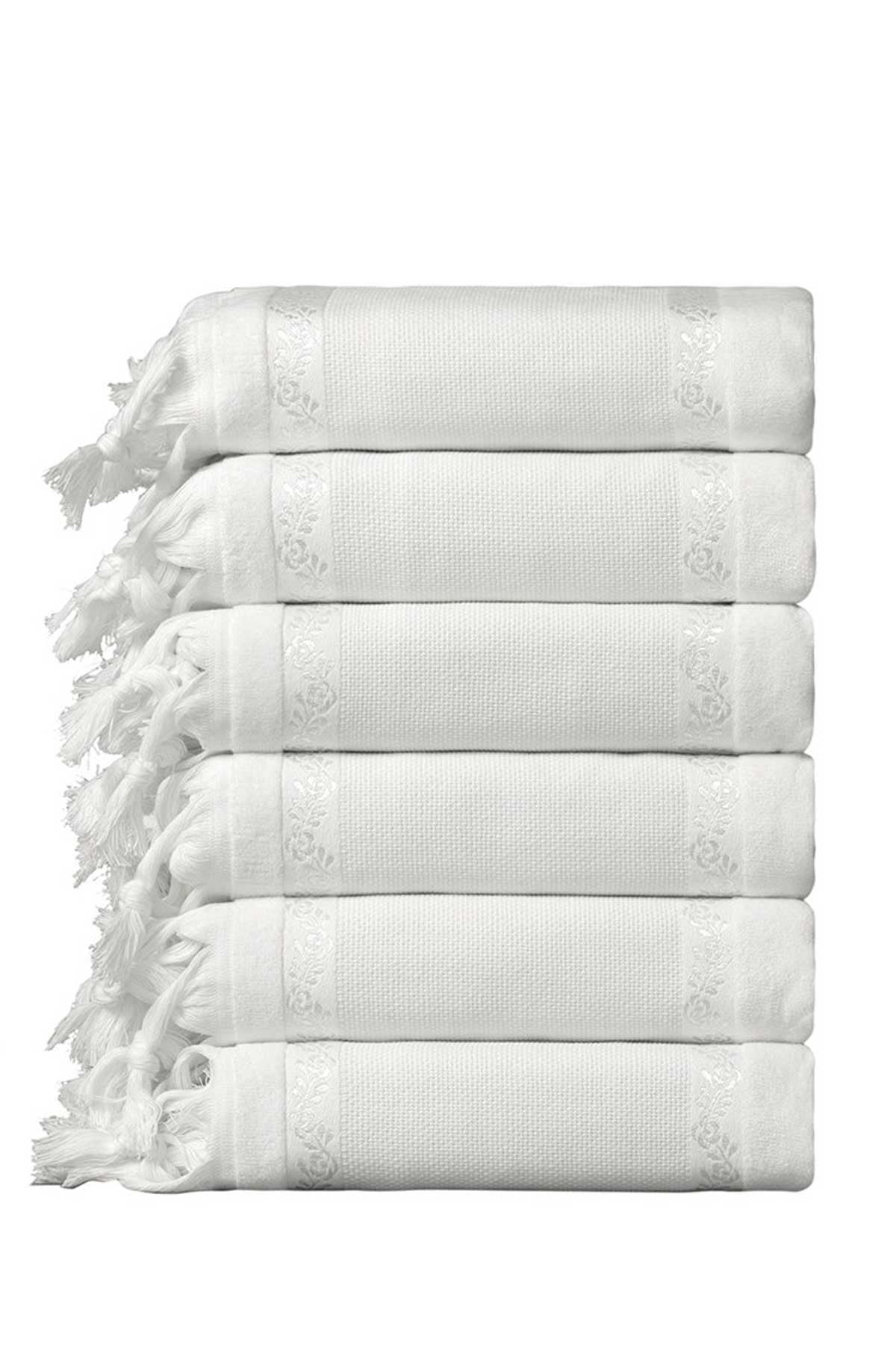 Fiesta El-Yüz Havlusu Soft Kadife Jakarlı Etamin Bağlamalı 50x90