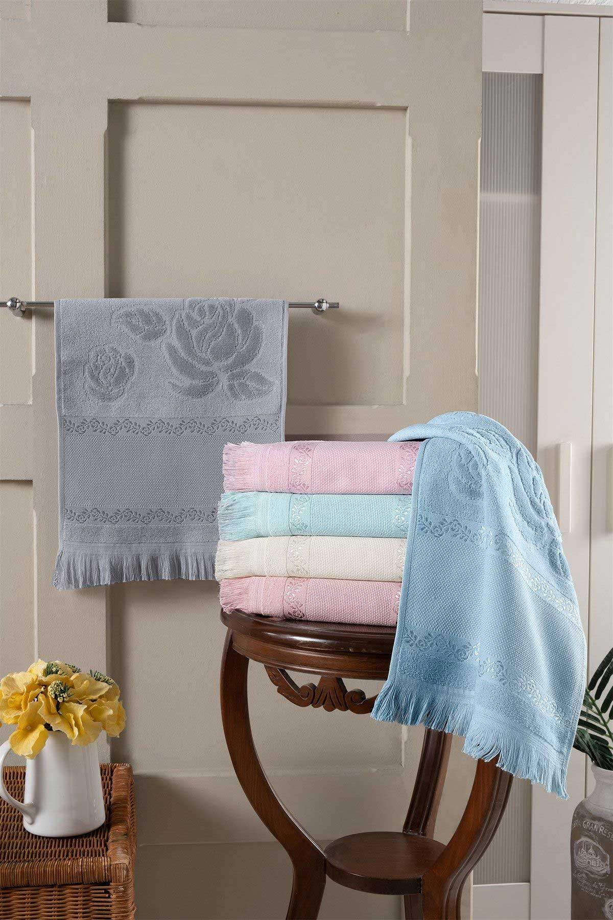 Fiesta İşlemelik Havlu Soft Kadife Jakarlı Etamin Saçaklı 50x90