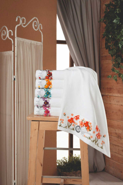 Fiesta Nakışlı El-Yüz Havlusu Soft Kadife Taftink Motif 5 50x90