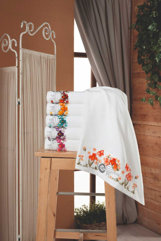 Fiesta Nakışlı El-Yüz Havlusu Soft Kadife Taftink Motif 5 50x90