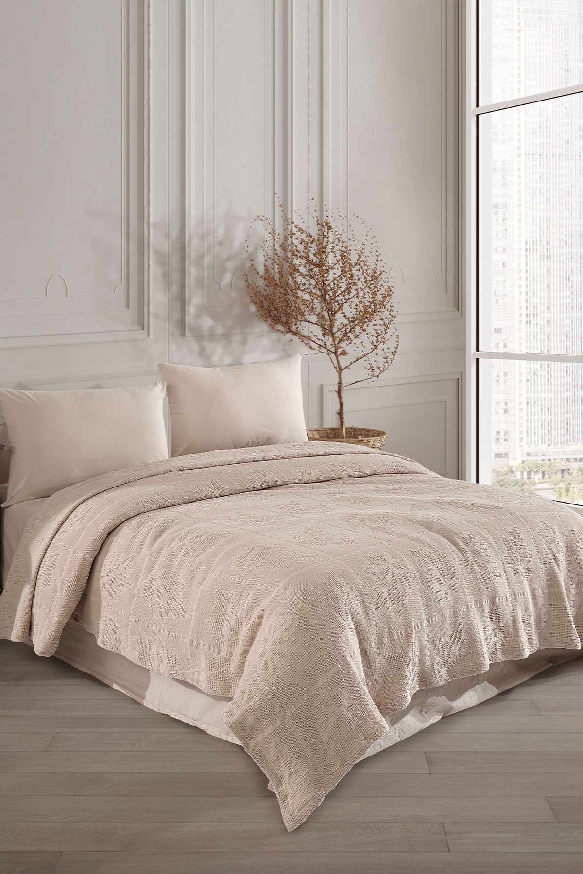 Fiesta Pike Set Çift Kişilik Natural Jakarlı Alya Pamuklu 220x240 Cm