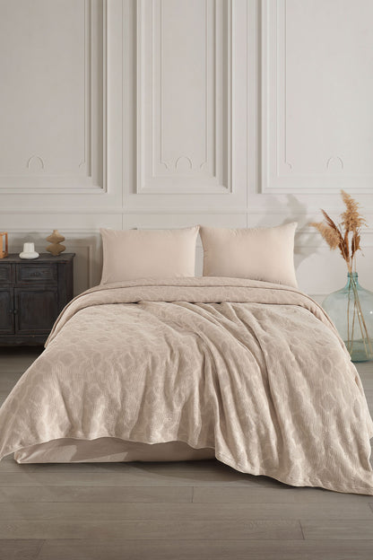 Fiesta Pike Set Çift Kişilik Natural Jakarlı Sahra Pamuklu 220x240 Cm
