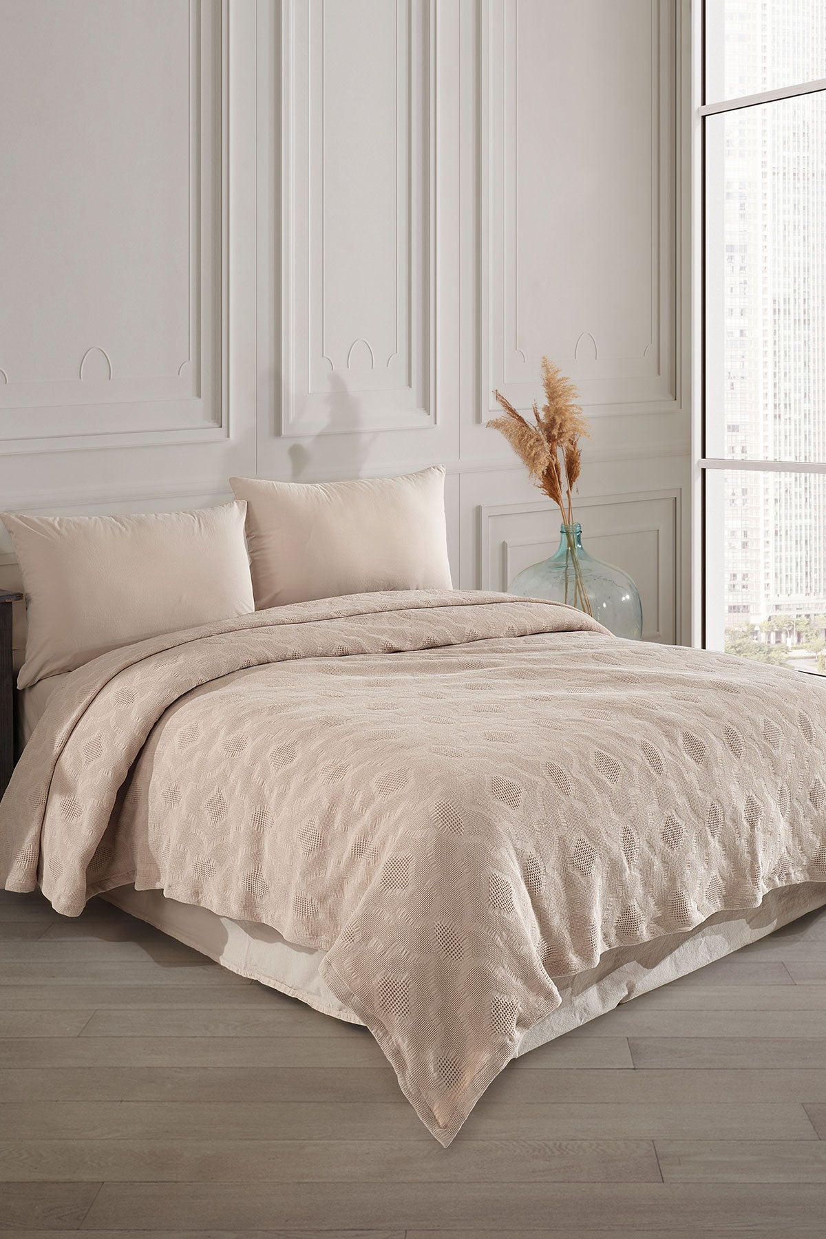 Fiesta Pike Set Çift Kişilik Natural Jakarlı Sahra Pamuklu 220x240 Cm