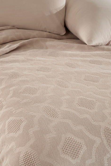 Fiesta Pike Set Çift Kişilik Natural Jakarlı Sahra Pamuklu 220x240 Cm