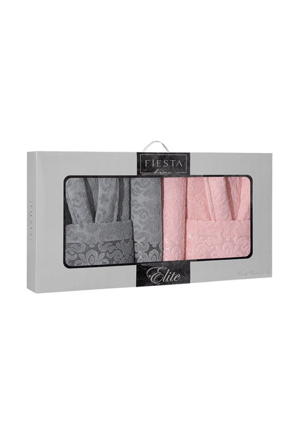 Fiesta Unisex Yetişkin Bornoz Seti Güpürlü 6 Parça