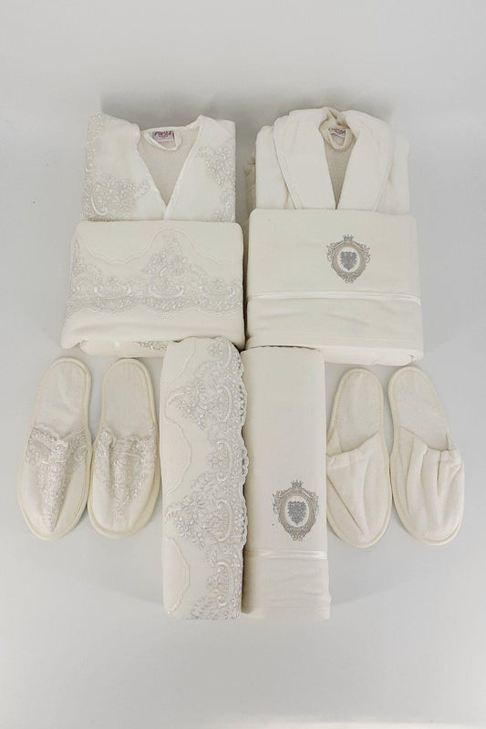 Fiesta Unisex Yetişkin Bornoz Seti Paris Kadife