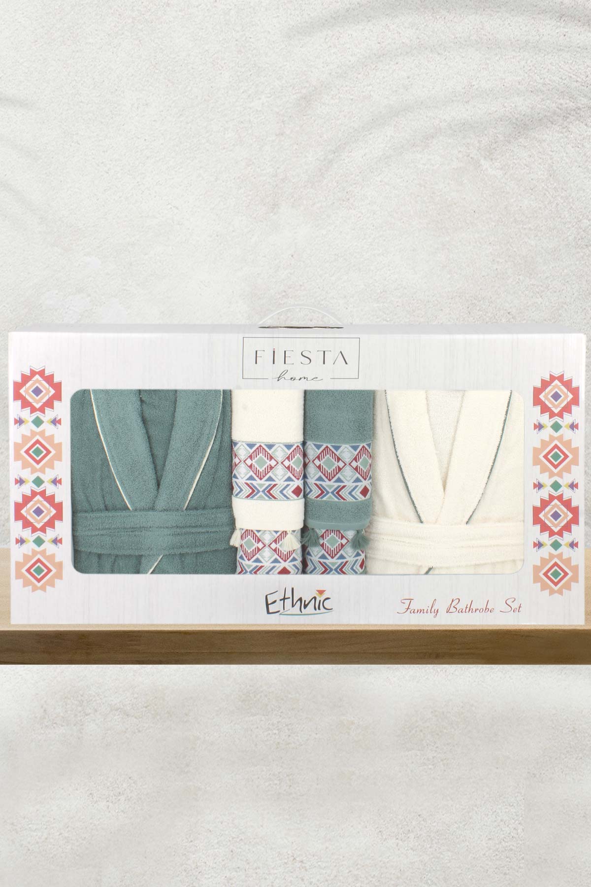 Fiesta Unisex Yetişkin Pamuklu Bornoz Seti Helena