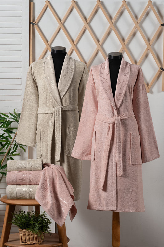 Fiesta Vıp Aile Bornoz Seti Bambu Jakarlı 6 Parça