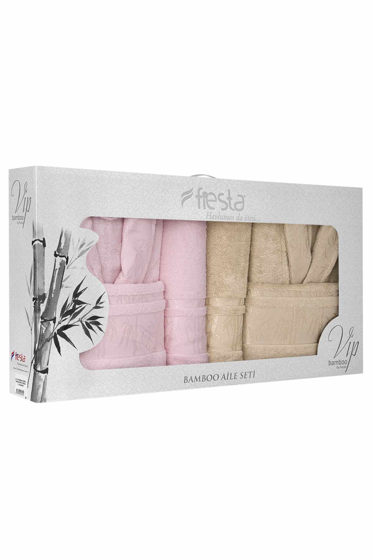 Fiesta Vıp Aile Bornoz Seti Bambu Jakarlı 6 Parça