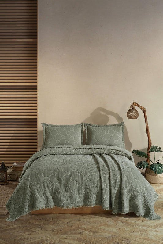 Fiesta Yatak Örtüsü Takımı Çift Kişilik Müslin Jakarlı