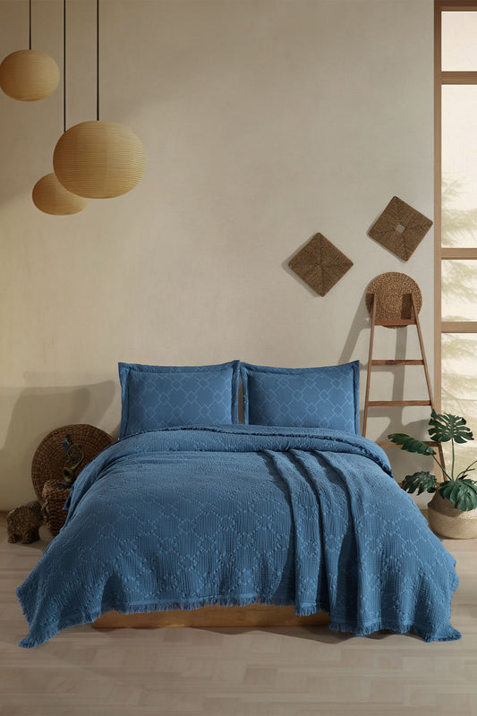 Fiesta Yatak Örtüsü Takımı Çift Kişilik Müslin Jakarlı