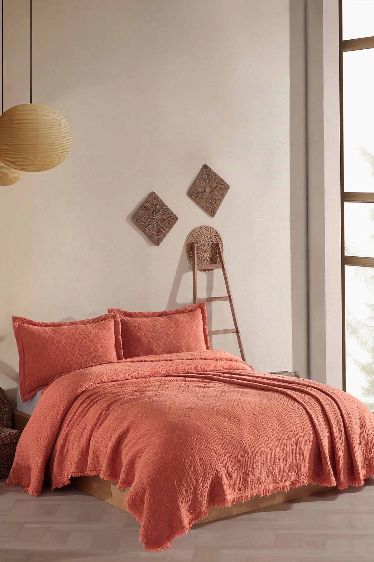 Fiesta Yatak Örtüsü Takımı Çift Kişilik Müslin Jakarlı