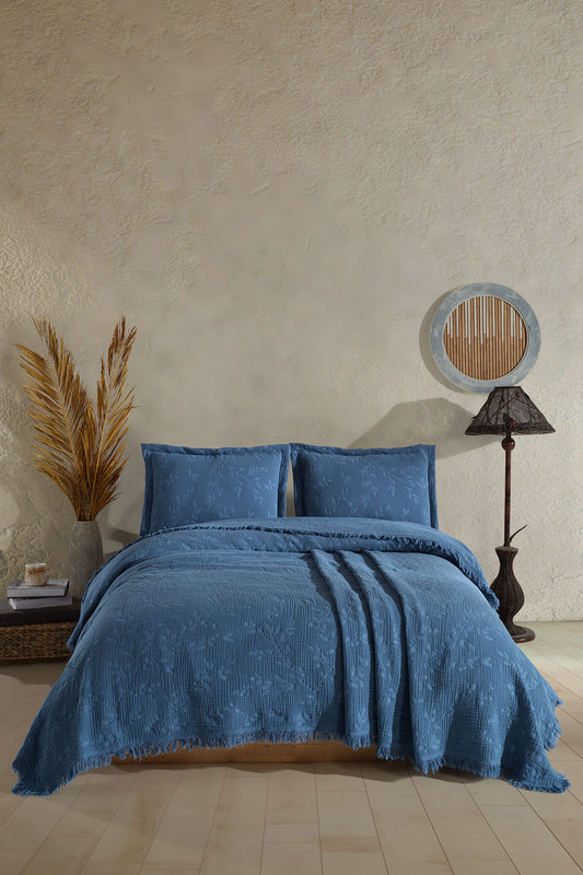 Fiesta Yatak Örtüsü Takımı Çift Kişilik Müslin Jakarlı