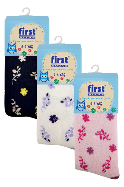 First Bebek Havlu Külotlu Çorap Çiçek Desenli
