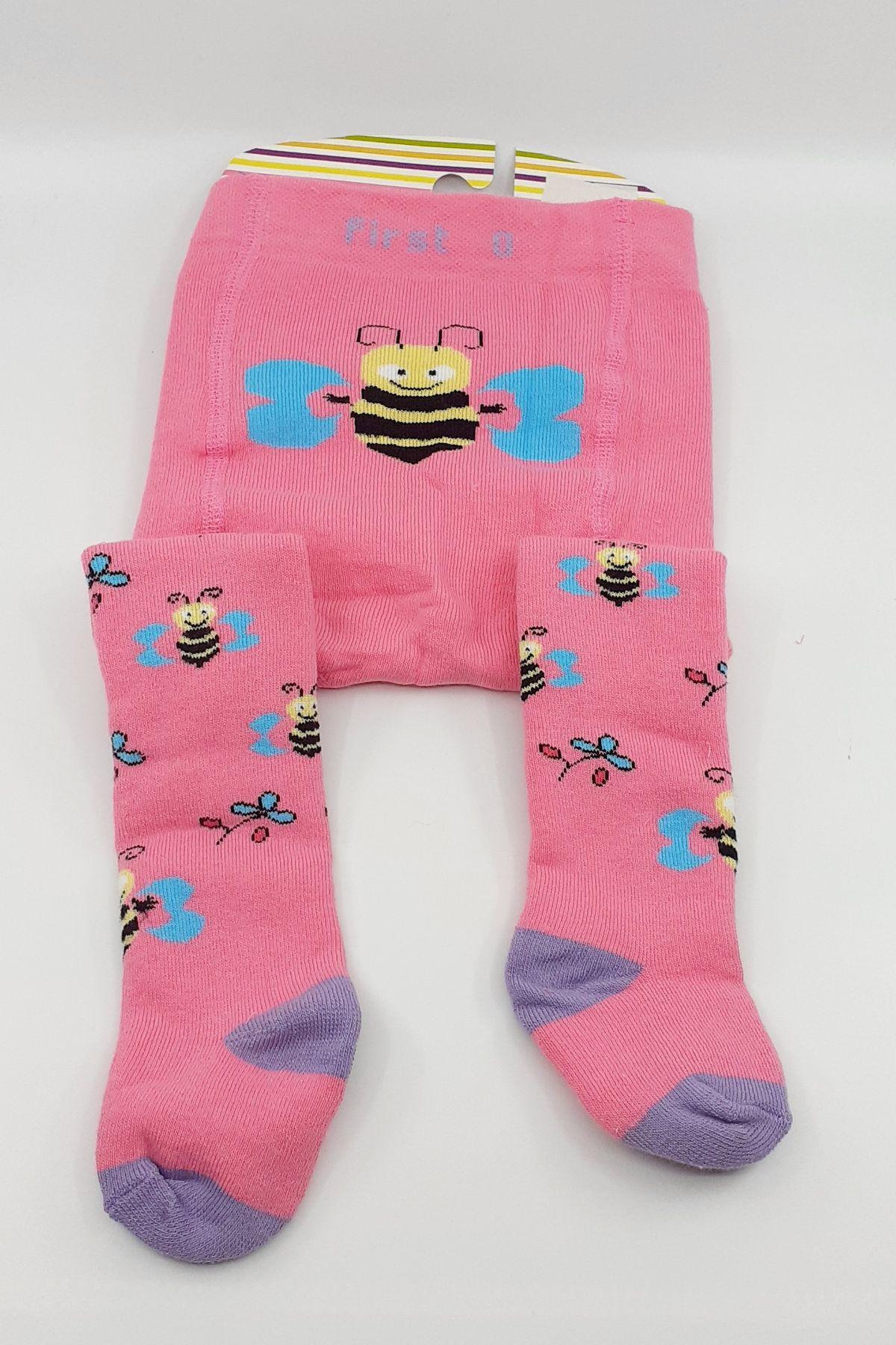 First Kız Bebek Külotlu Çorap Arı Desenli Havlu