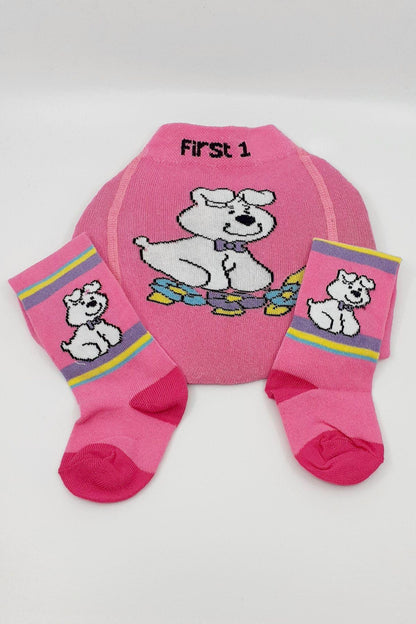 First Kız Bebek Külotlu Çorap Likralı  Puantiyeli Penye