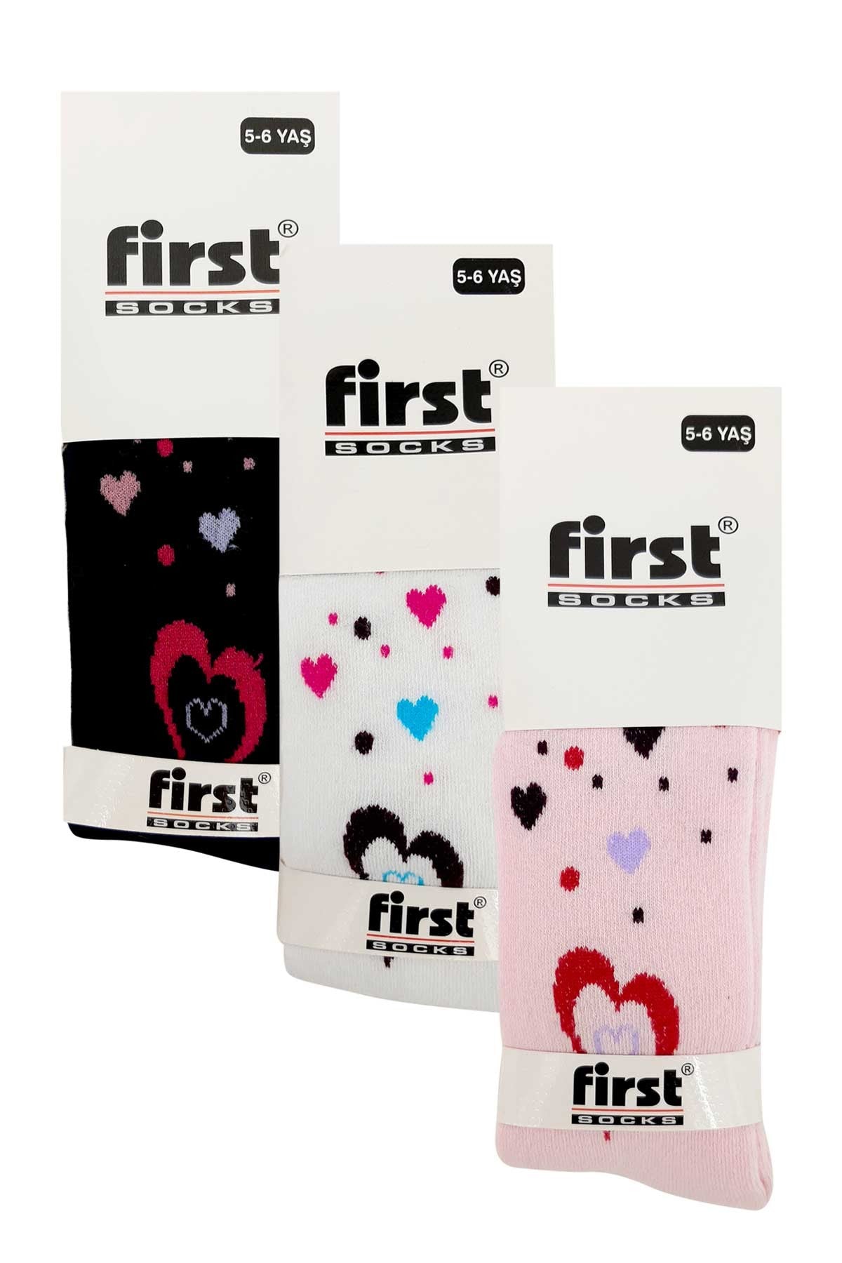 First Kız Çocuk Külotlu Çorap Yıkamalı Parfümlü Kalp Desenli