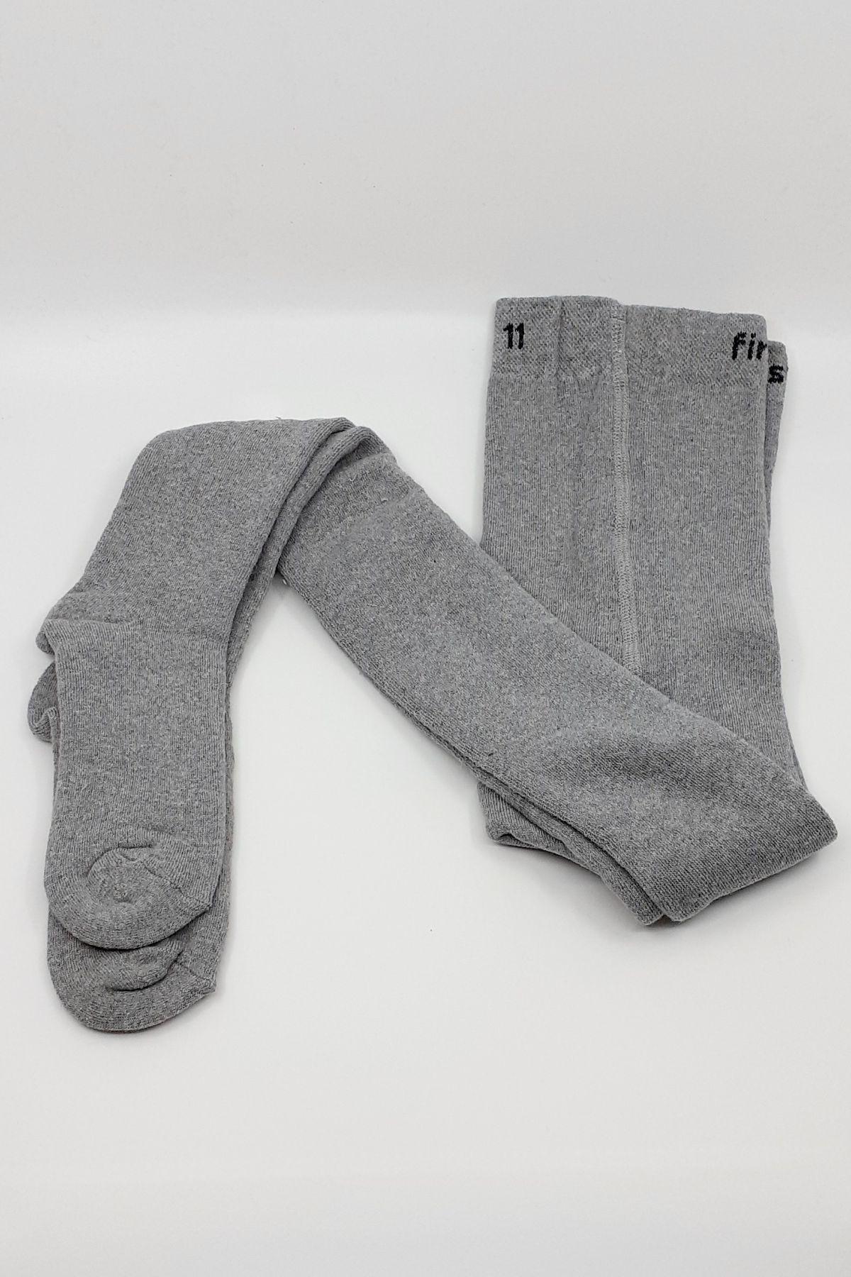 First Unisex Çocuk Külotlu Çorap Havlu Düz