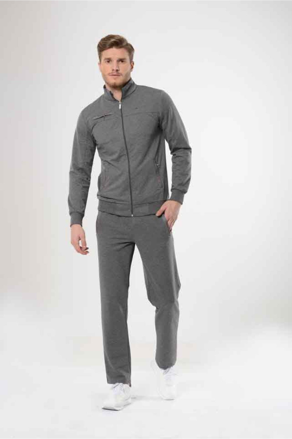 Fm Tekstil Erkek Eşofman Takım Battal Cotton Kol Manşetli