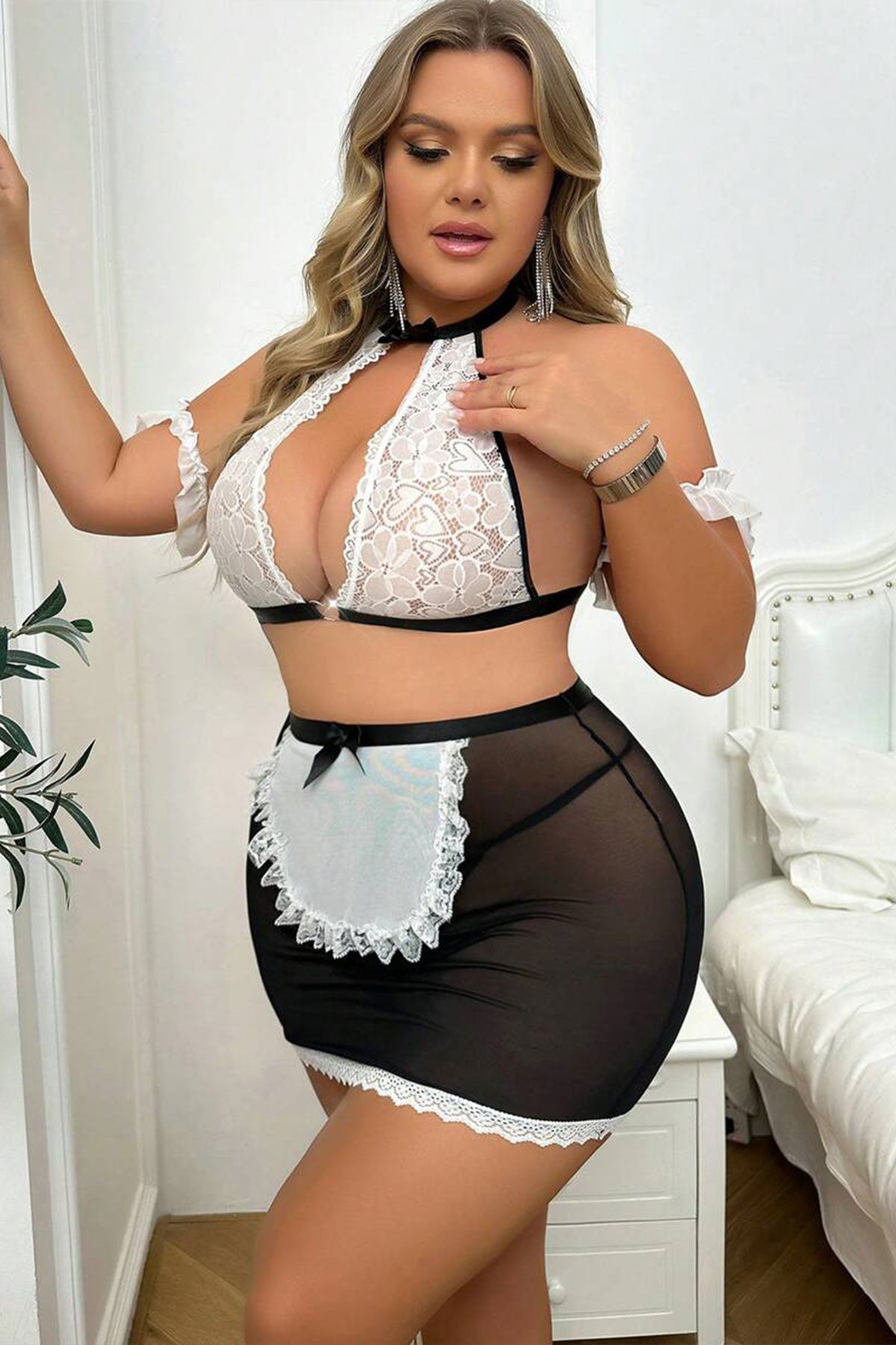 For Dreams Erotik Hizmetçi Kız Kostümü Büyük Beden